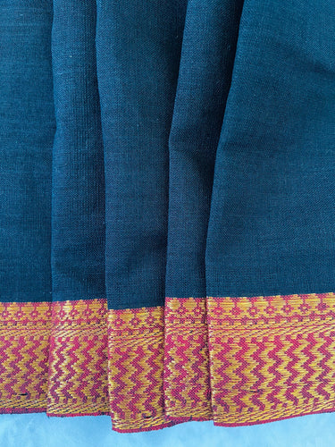 Mangalgiri Handwoven Cotton Saree | Black | Ships from California
